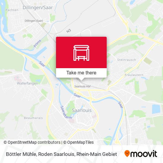 Böttler Mühle, Roden Saarlouis map