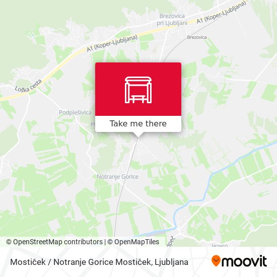 Mostiček / Notranje Gorice Mostiček map