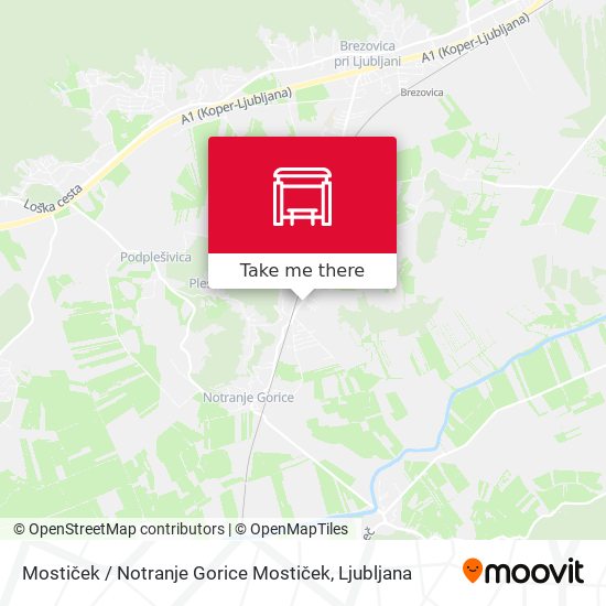 Mostiček / Notranje Gorice Mostiček map