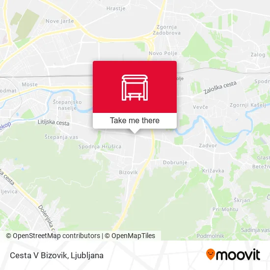 Cesta V Bizovik map