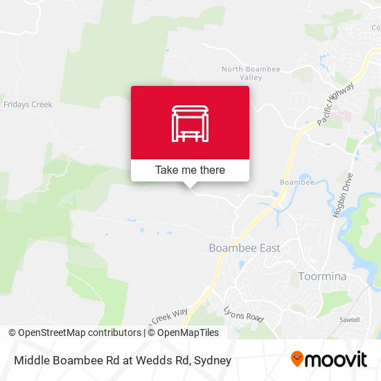 Middle Boambee Rd at Wedds Rd map