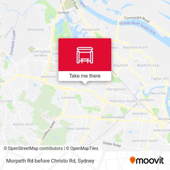 Morpeth Rd before Christo Rd map