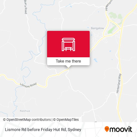 Lismore Rd before Friday Hut Rd map