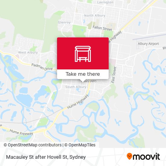 Macauley St after Hovell St map