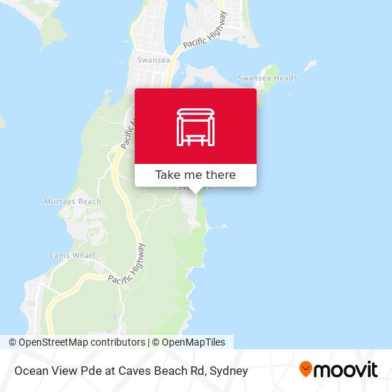 Ocean View Pde at Caves Beach Rd map