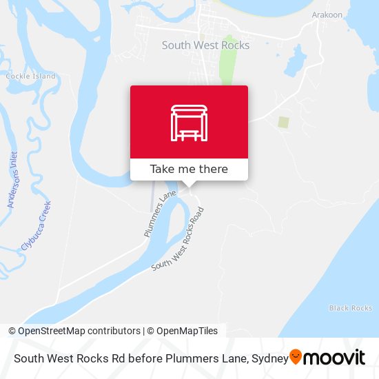 South West Rocks Rd before Plummers Lane map