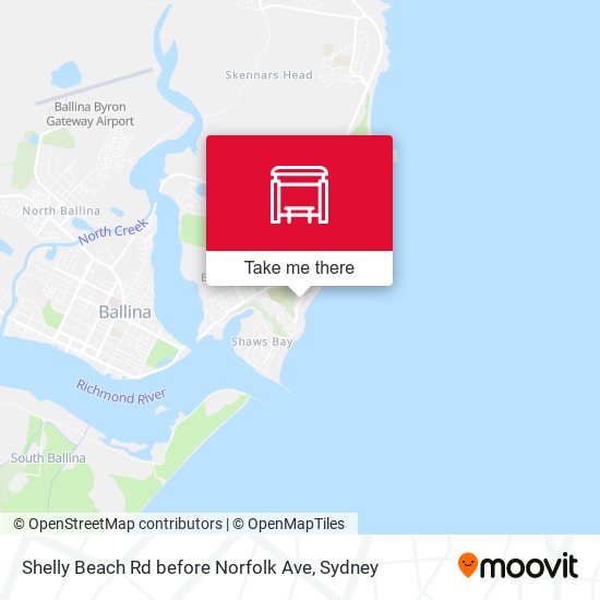 Shelly Beach Rd before Norfolk Ave map