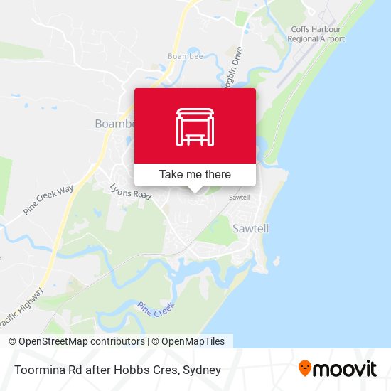 Toormina Rd after Hobbs Cres map