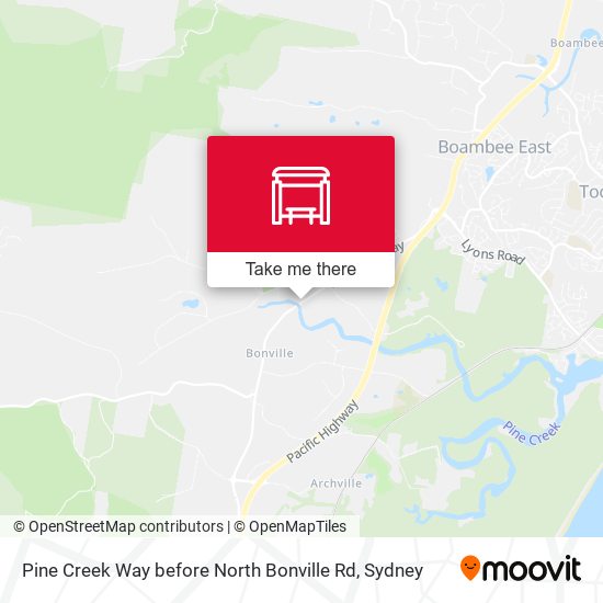 Pine Creek Way before North Bonville Rd map