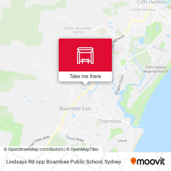 Lindsays Rd opp Boambee Public School map