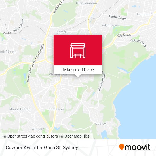 Cowper Ave after Guna St map