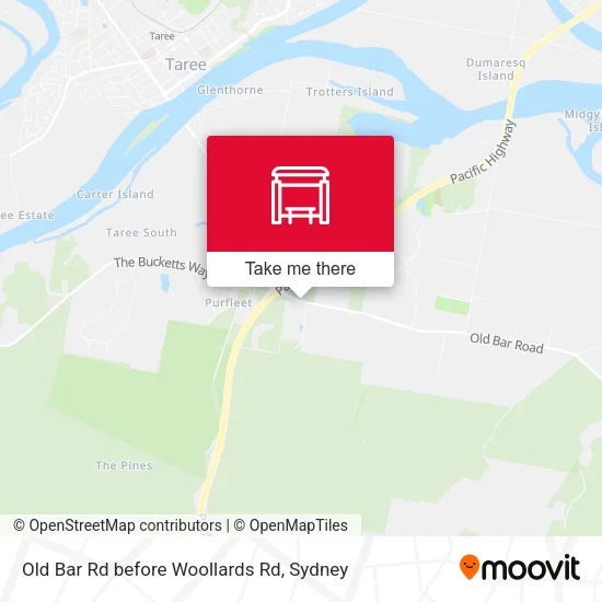 Old Bar Rd before Woollards Rd map