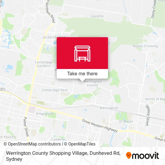 Werrington County Shopping Village, Dunheved Rd map