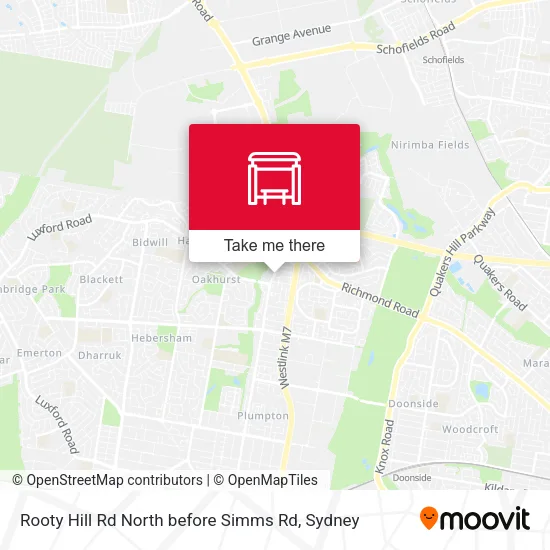 Rooty Hill Rd North before Simms Rd map
