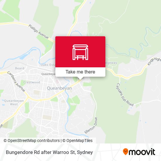 Bungendore Rd after Warroo St map