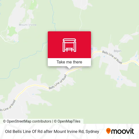 Old Bells Line Of Rd after Mount Irvine Rd map