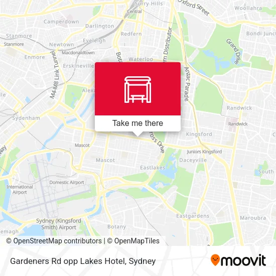 Gardeners Rd opp Lakes Hotel map