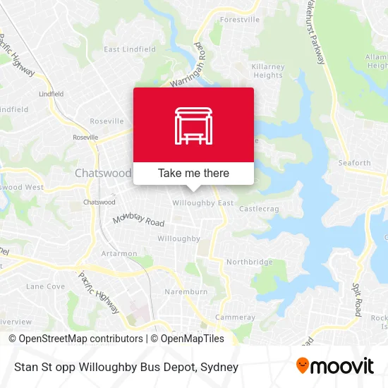 Stan St opp Willoughby Bus Depot map
