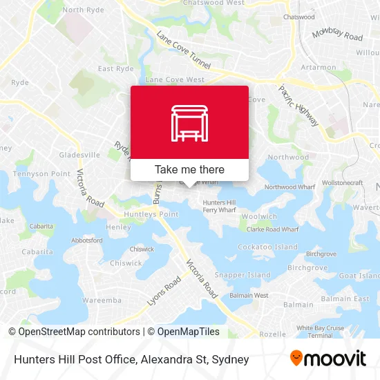 Hunters Hill Post Office, Alexandra St map