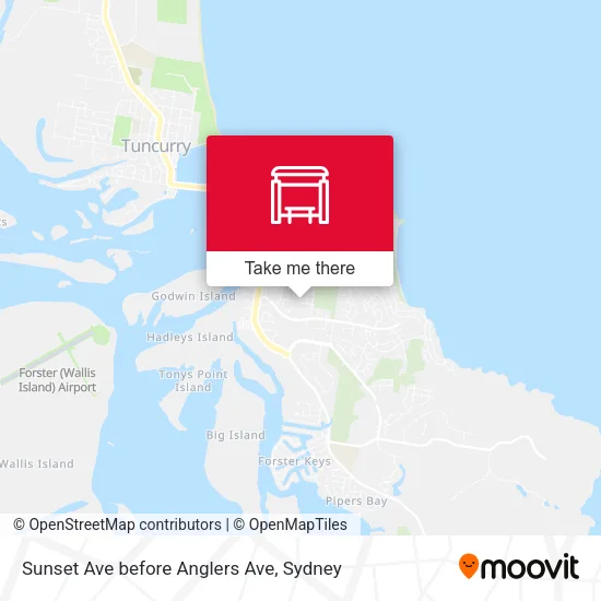 Sunset Ave before Anglers Ave map
