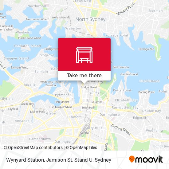 Mapa Wynyard Station, Jamison St, Stand U