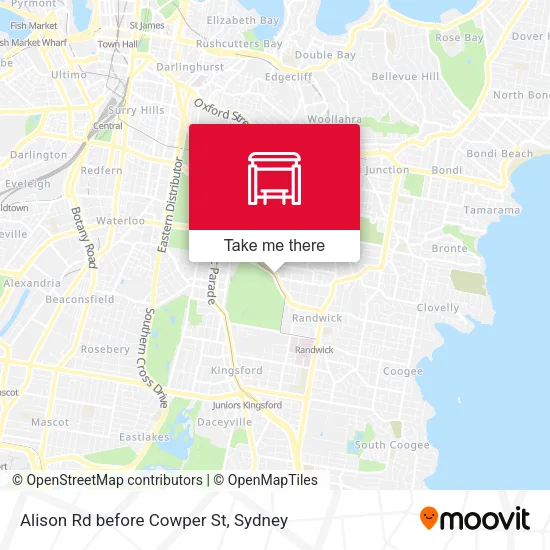 Alison Rd before Cowper St map