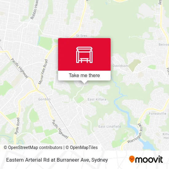 Mapa Eastern Arterial Rd at Burraneer Ave