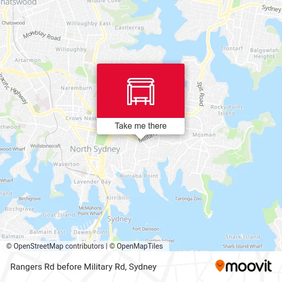 Mapa Rangers Rd before Military Rd