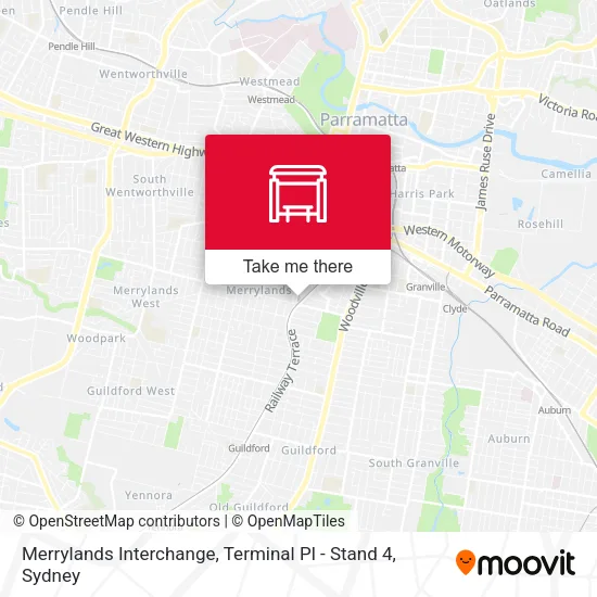 Mapa Merrylands Interchange, Terminal Pl - Stand 4