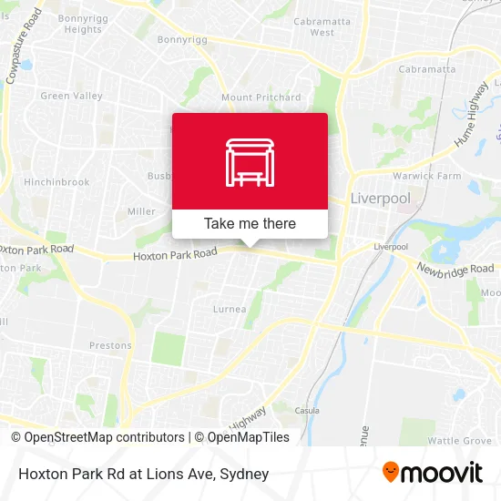 Hoxton Park Rd at Lions Ave map