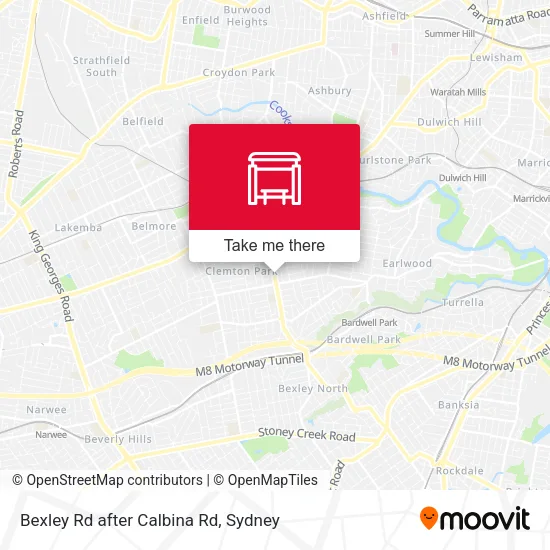 Bexley Rd after Calbina Rd map