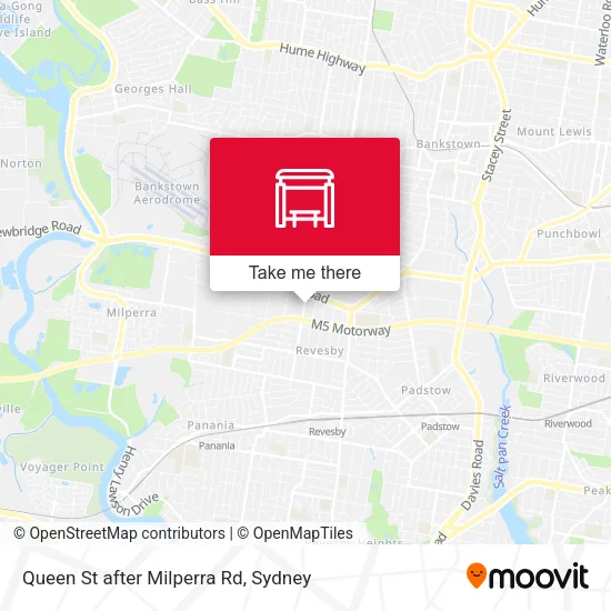 Queen St after Milperra Rd map