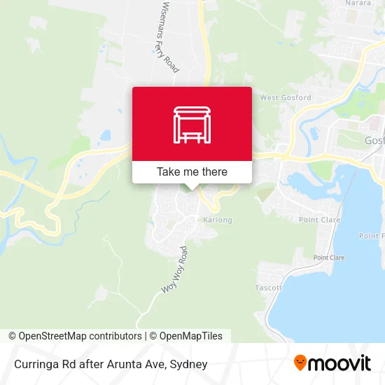 Curringa Rd after Arunta Ave map