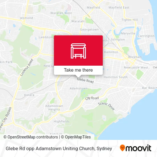 Glebe Rd opp Adamstown Uniting Church map