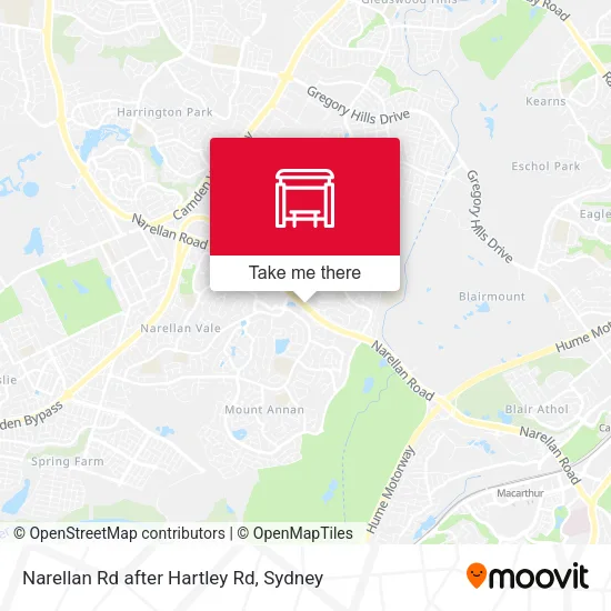 Mapa Narellan Rd after Hartley Rd
