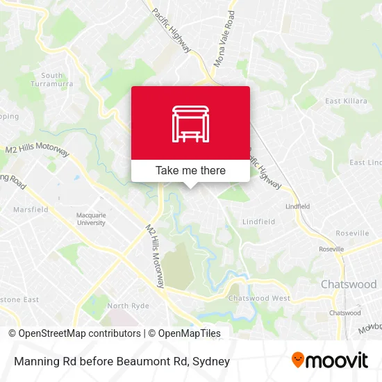 Manning Rd before Beaumont Rd map