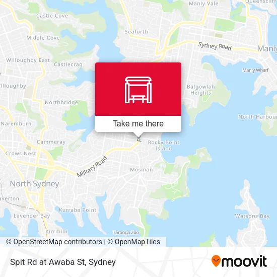 Spit Rd at Awaba St map