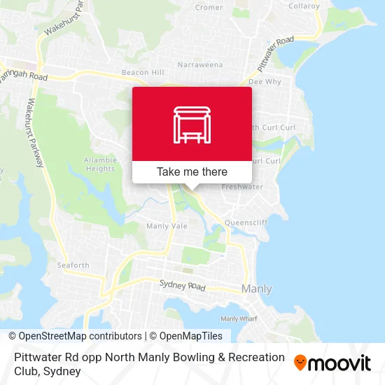 Pittwater Rd opp North Manly Bowling & Recreation Club map