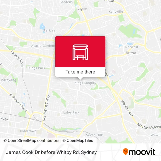 James Cook Dr before Whitby Rd map