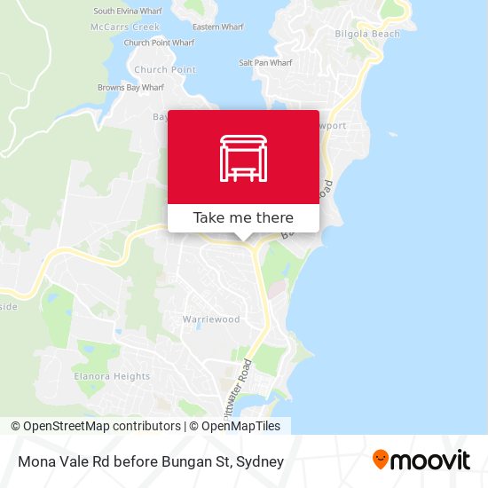 Mona Vale Rd before Bungan St map