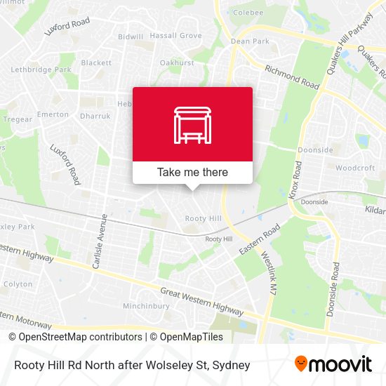 Rooty Hill Rd North after Wolseley St map