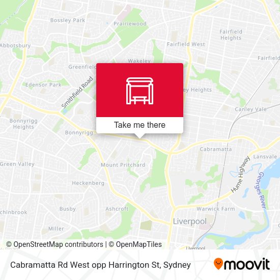 Cabramatta Rd West opp Harrington St map