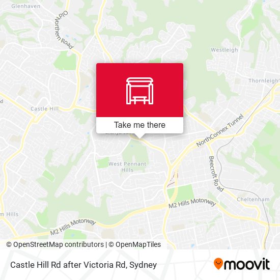 Castle Hill Rd after Victoria Rd map