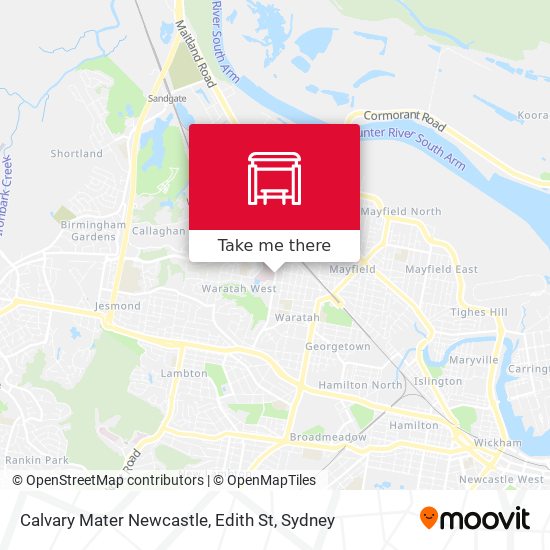 Calvary Mater Newcastle, Edith St map