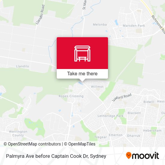 Palmyra Ave before Captain Cook Dr map