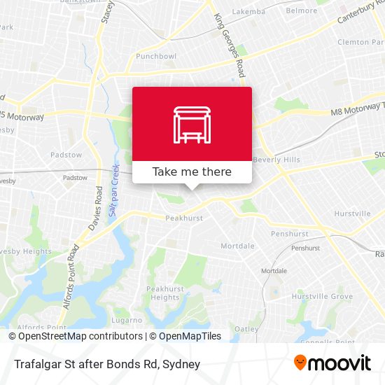 Trafalgar St after Bonds Rd map