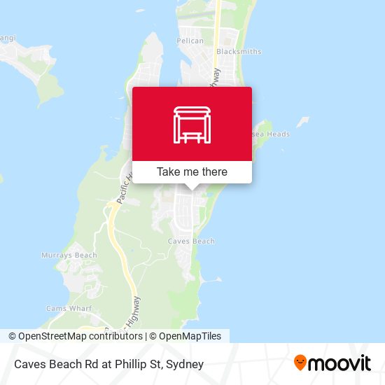 Caves Beach Rd at Phillip St map