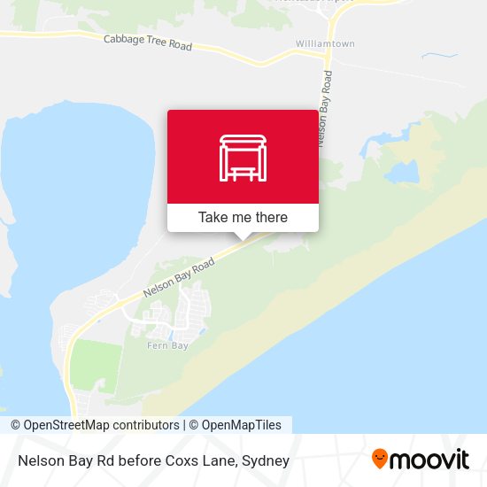 Nelson Bay Rd before Coxs Lane map