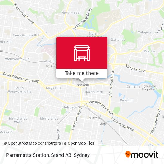 Mapa Parramatta Station, Stand A3