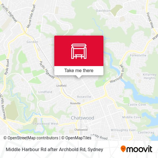 Middle Harbour Rd after Archbold Rd map